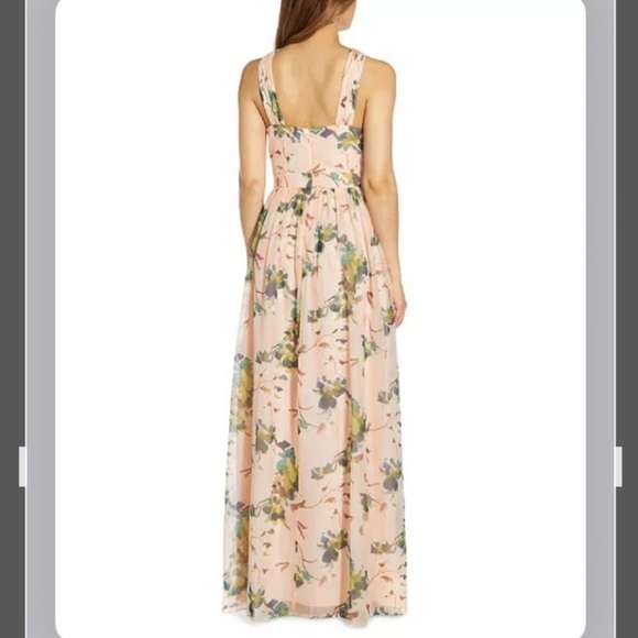 Adrianna Papell Floral-Print Twist Halter Gown in Blush Multi - Picture 2 of 12